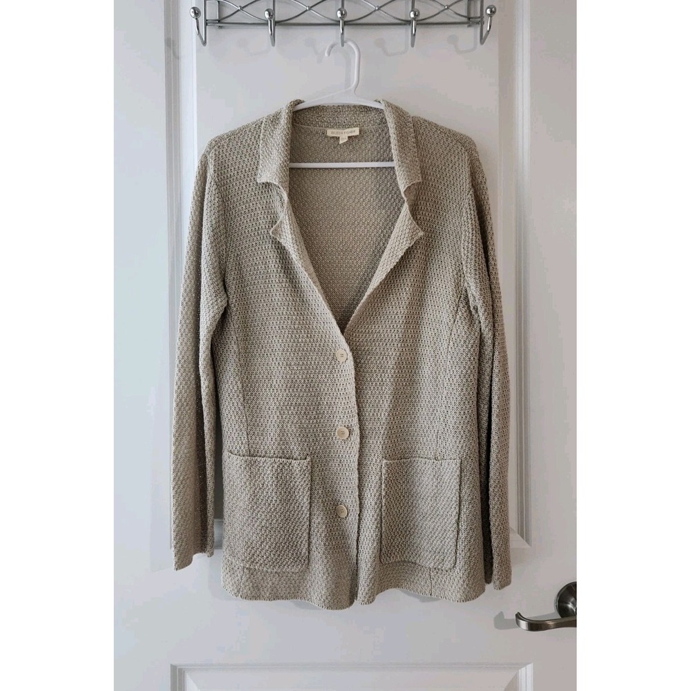 Eileen Fisher Women's Knit sweater blazer cardigan Long Sleeve Beige Size S